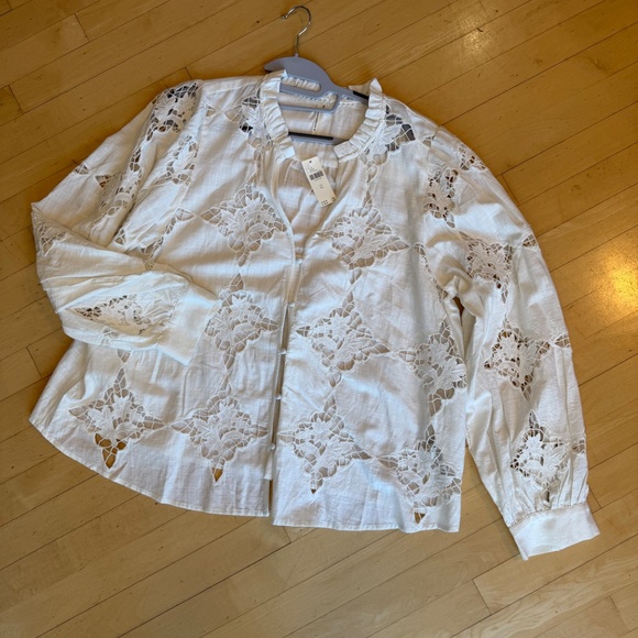 NEW Anthropologie Henley cutout blouse,XL, GP1522 - Picture 2 of 5